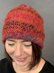 Handwoven Hat with Dominant Ruby Tones