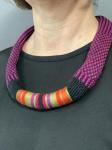 Knitted and Wrapped Neckpiece/ magenta