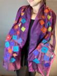 Purple Silk Nuno Felt Scarf with Diamond