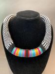 Knitted Necklace in White and Black